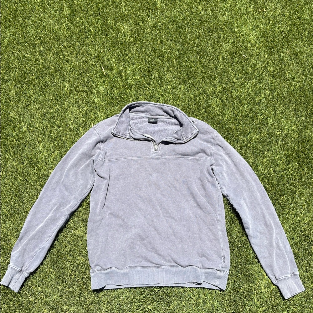 Gray Crewneck with Pockets and Zip up Collar